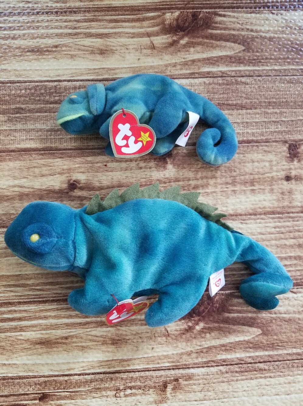Vintage 1997 Ty Beanie Baby Teal Iggy Iguana & Mini Teenie Bundle Set (2pc)